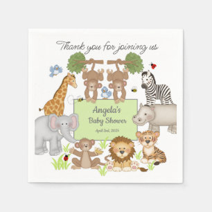 Serviette En Papier Safari Animaux Baby shower fête cadeau
