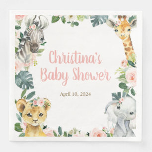 Serviette En Papier Safari Animaux Baby shower serviettes