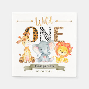 Serviette En Papier Safari Animaux Wild Un Anniversaire serviettes