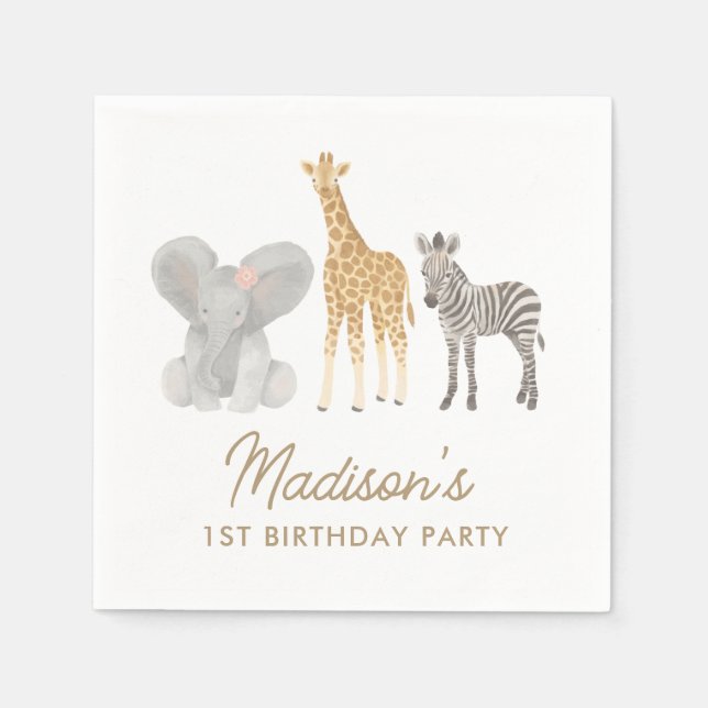 Serviette En Papier Safari Anniversaire (Devant)
