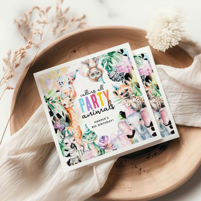 Serviette En Papier Safari appelant tous les animaux de fête Anniversa (Créateur téléchargé)