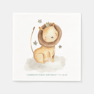 Serviette En Papier Safari Aquarelle Lion Prince Enfants Anniversaire