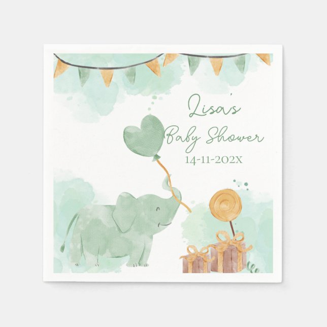 Serviette En Papier Safari Bébé mignon Animaux à thème Baby shower fêt (Devant)