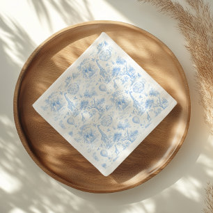 Serviette En Papier Safari Bleu Toile De Jouy Fête De Naissance Garçon