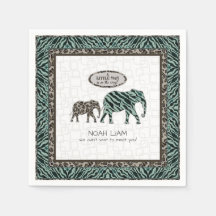 Safari Elephants Zebra Little Man Boy Baby shower