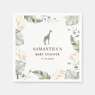 Serviette En Papier Safari Giraffe Palm Feuille Baby shower papier
