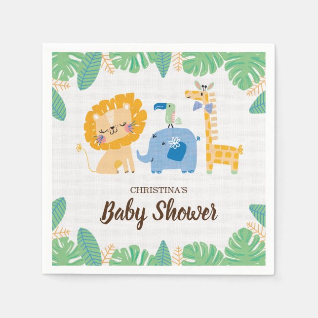 Serviette En Papier Safari Jungle Baby shower Napkin (Devant)