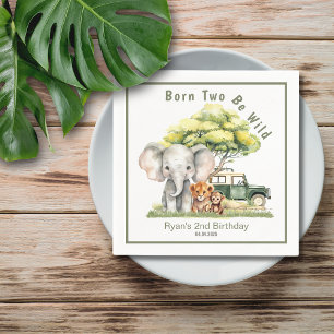 Serviette En Papier Safari Jungle Né Deux Be Wild Animals Anniversaire