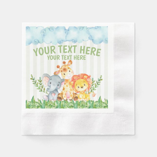 Serviette En Papier Safari Jungle Zoo Animal Napkins (Devant)