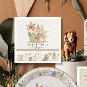 Serviette En Papier Safari Lion Cub Zebra Giraffe Baby shower Jungle