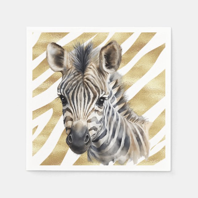 Serviette En Papier Safari or Zebra Wild Un Anniversaire (Devant)
