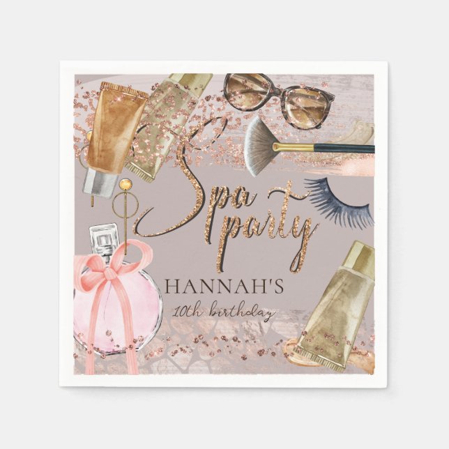 Serviette En Papier Safari Parties scintillant Spa Anniversaire (Devant)