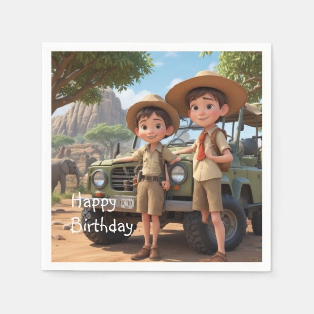 Serviette En Papier Safari pour enfants (Devant)