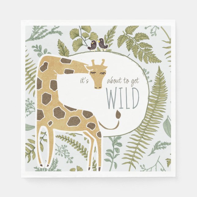 Serviette En Papier Safari sauvage Jungle Animaux Baby shower botaniqu (Devant)
