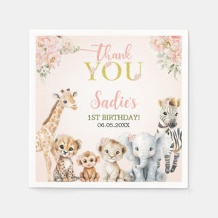 Serviette En Papier Safari Sweet Girl Floral Anniversaire