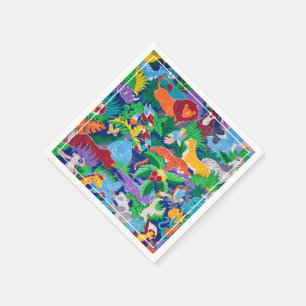 Serviette En Papier Safari Thème Anniversaire Rainbow Colorée Party