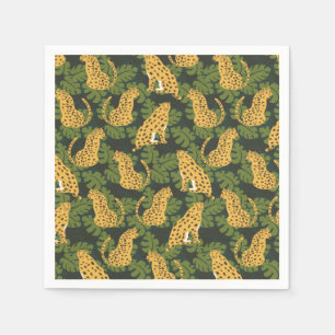 Serviette En Papier Safari tropical sauvage Leopard Jungle Palms
