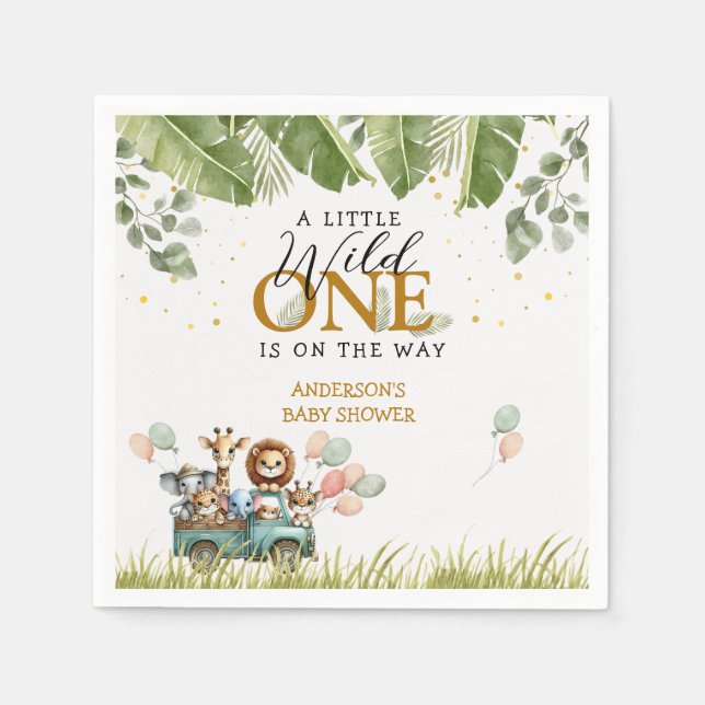 Serviette En Papier Safari Un Baby shower Un Peu Sauvage (Devant)