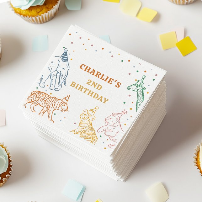 Serviette En Papier Safari Wild Animals 2nd Birthday (Créateur téléchargé)