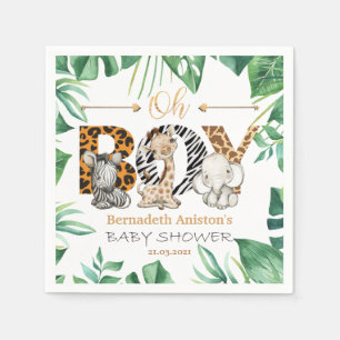 Serviette En Papier Safari Wild Oh Boy ! Baby shower serviettes