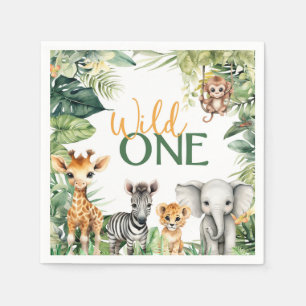 Serviette En Papier Safari WILD ONE 1er anniversaire de fête Napkin