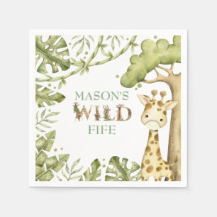 Serviette En Papier Safari Wild One Aquarelle Anniversaire