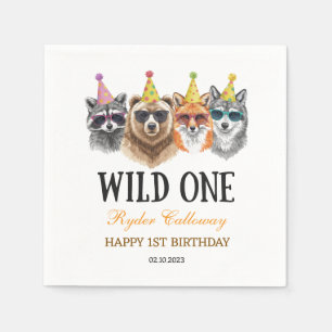 Serviette En Papier Safari Wild One Premier Anniversaire – Animaux de