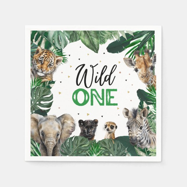 Serviette En Papier Safari Wild un 1er anniversaire (Devant)