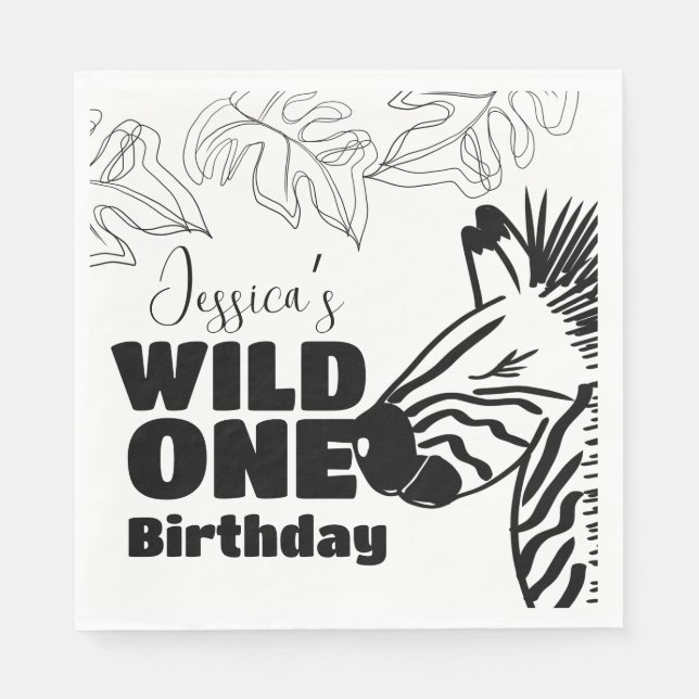 Serviette En Papier Safari Zebra Main tiré Wild Party Anniversaire (Devant)