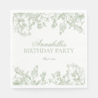 Sage Chinoiserie Vintage Floral Anniversaire Desse