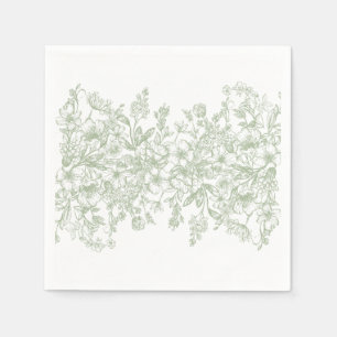 Serviette En Papier Sage Chinoiserie Vintage Floral Mariage Dessert