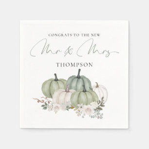Serviette En Papier Sage Citrouille Florals Félicitations M. Mme Maria