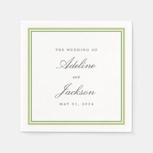 Serviette En Papier Sage et bordure verte Classique Mariage traditionn