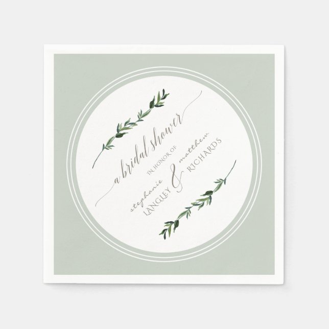 Serviette En Papier Sage Feuille de verdure Moderne Fête des mariées s (Devant)