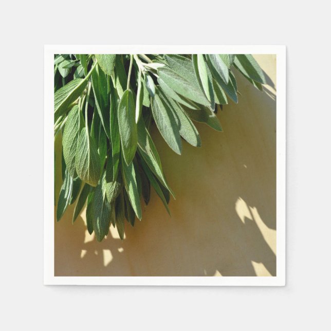 Serviette En Papier Sage frais coupé (Devant)