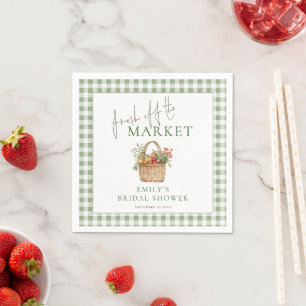 Serviette En Papier Sage Gingham de Marché Bienvenue à la Mariée