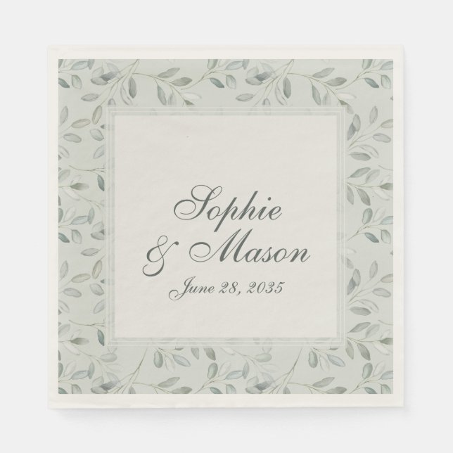 Serviette En Papier Sage Green Eucalyptus Wedding Napkin (Devant)