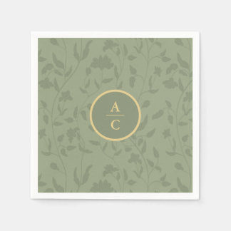 Serviette En Papier Sage Green Floral