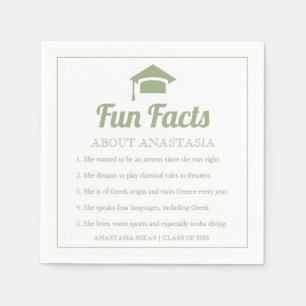 Serviette En Papier Sage green Fun Facts class of 2022 graduation cap