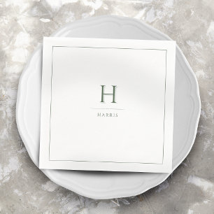 Serviette En Papier Sage Green Moderne Classique Luxe Famille Monogram