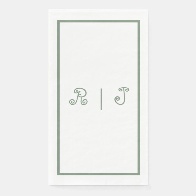 Serviette En Papier Sage Green Monogrammes Initiales Lettres 2025 Mari (Devant)