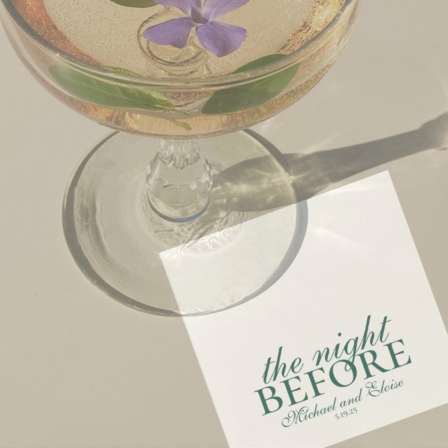 Serviette En Papier Sage Green Night Before Rehearsal Dinner Wedding  (Modern Elegant Sage Green Wedding Suite Theme with options to personalize for your special day.)