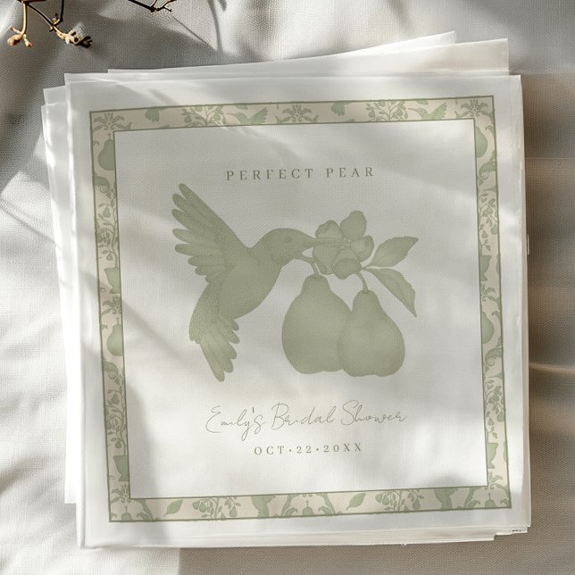 Serviette En Papier Sage Green Perfect Fête des mariées de poire servi (Perfect Pear Bridal Shower Napkins)