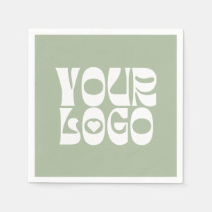 Serviette En Papier Sage Green & White Business Logo Napkin