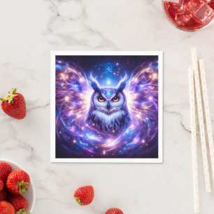 Serviette En Papier Sagesse Mystique Cosmique Hibou Spirituel Céleste