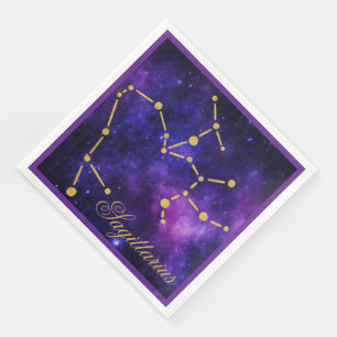 Serviette En Papier Sagittaire d'or Constellation sur Galaxie noire