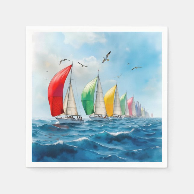 Serviette En Papier Sailboat Race On High Seas (Devant)
