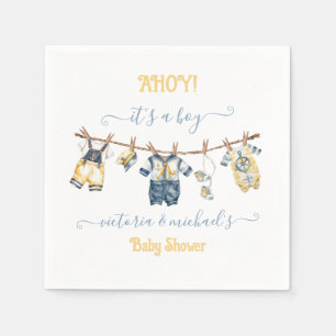 Serviette En Papier Sailor Nautical Ahoy Boy Baby shower Clothesline