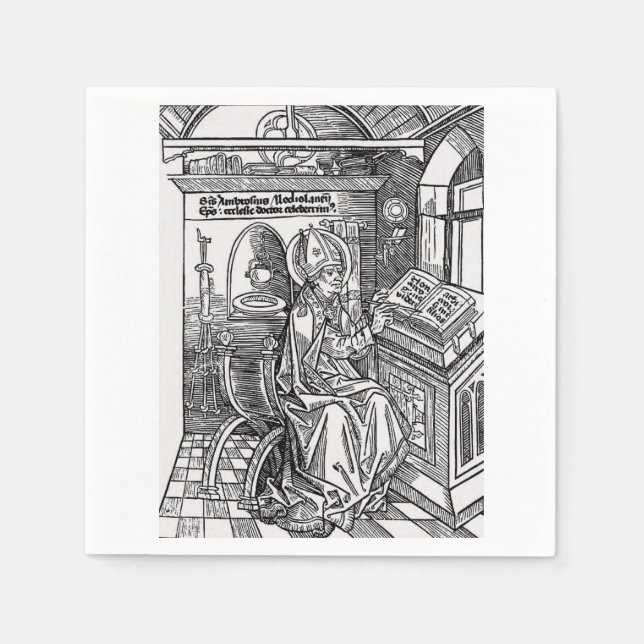 Serviette En Papier Saint Ambrose de Milan (Devant)
