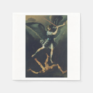 Serviette En Papier Saint Archange Michael bat le diable